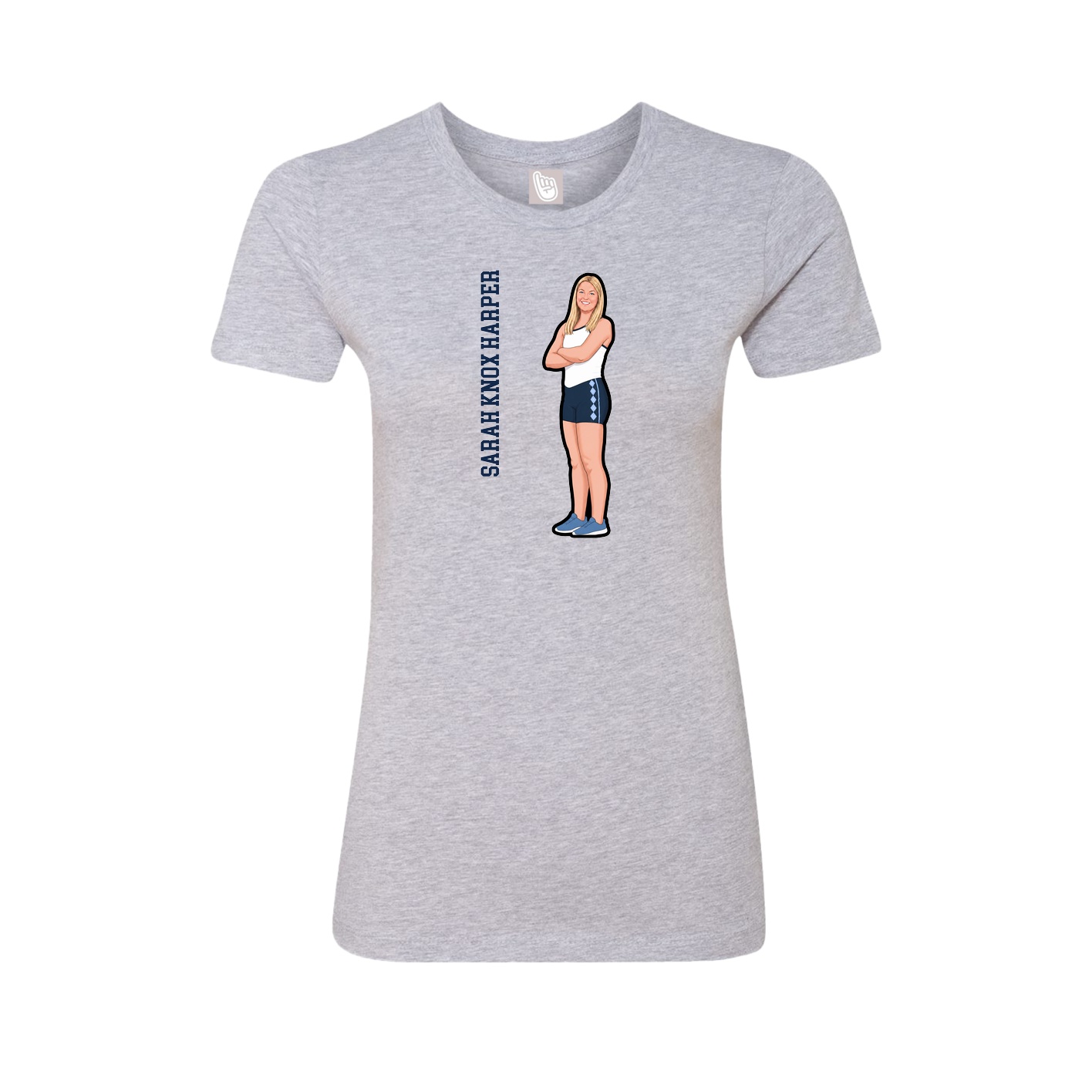 Fitted Women's Tee — Name Vertical in Grey