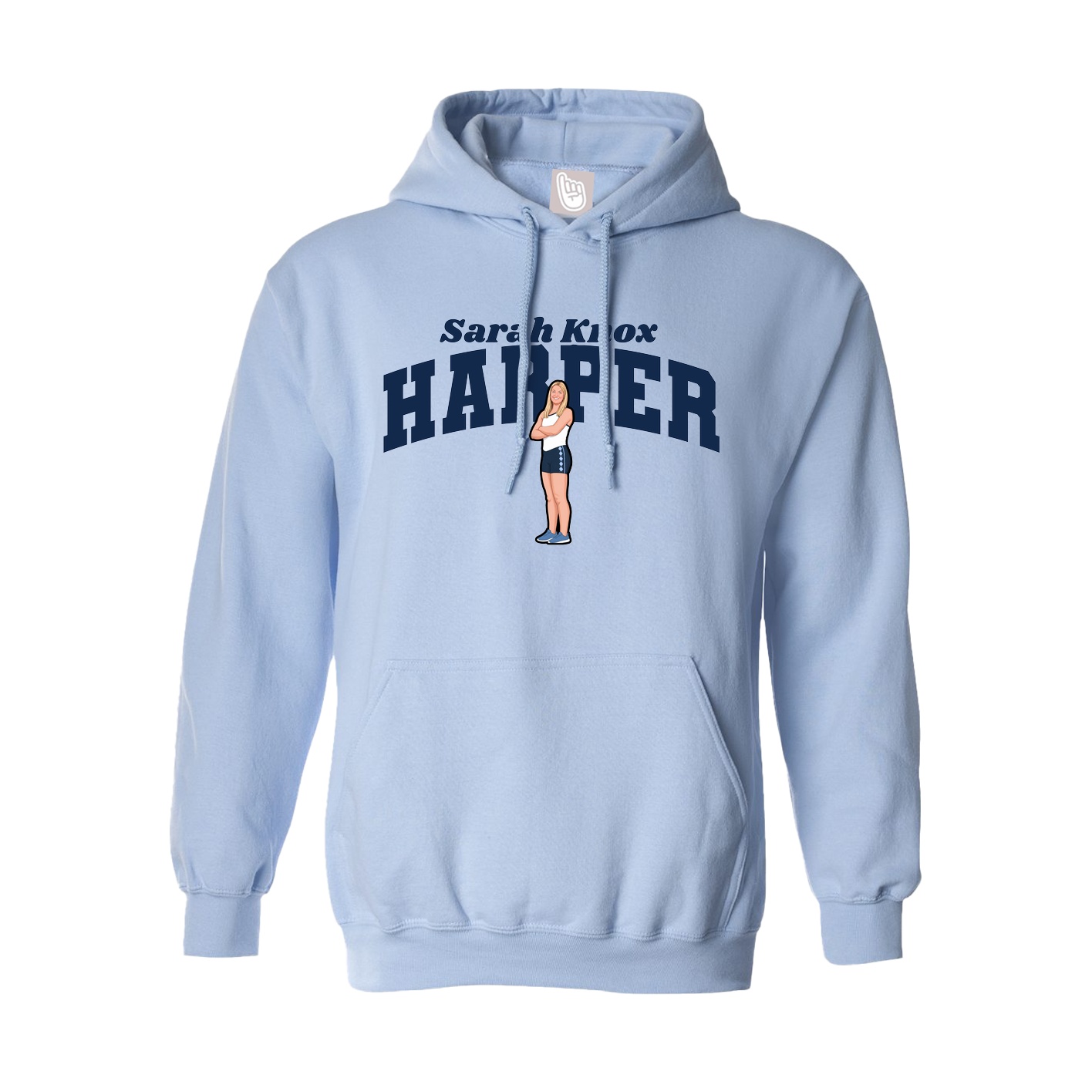 Hoodie — Signature Arch in Light Blue