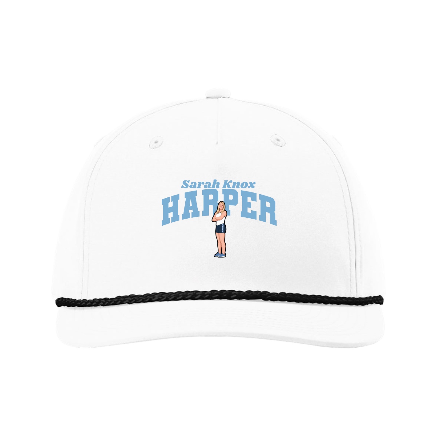Five-Panel Classic Rope Cap — Signature Arch in White
