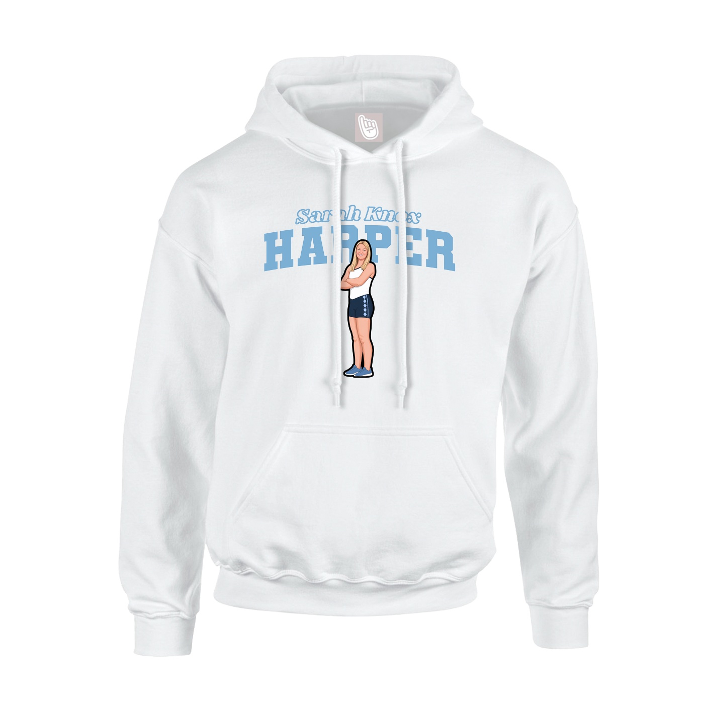 Youth Hoodie — Name Arch in White