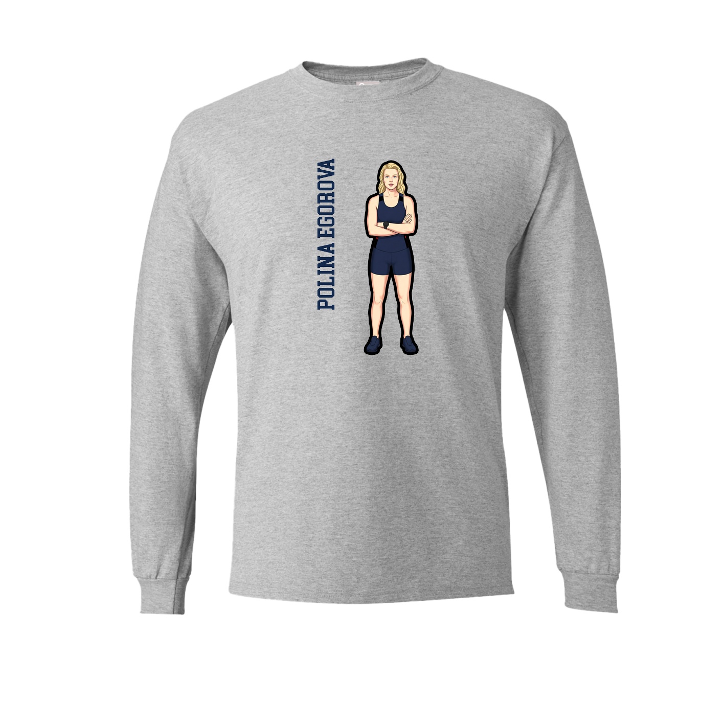 Long Sleeve Tee — Name Vertical in Grey