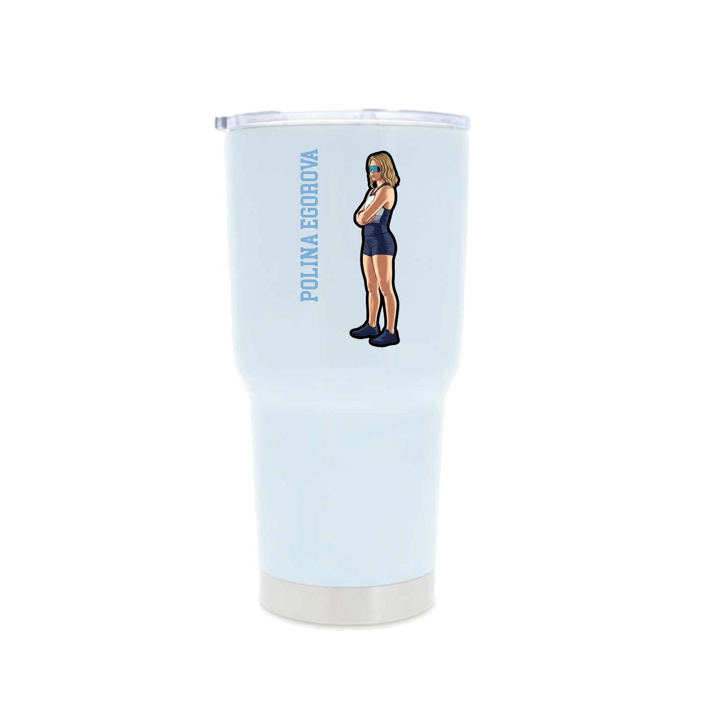 30oz Stainless Steel Tumbler — Name Vertical in White