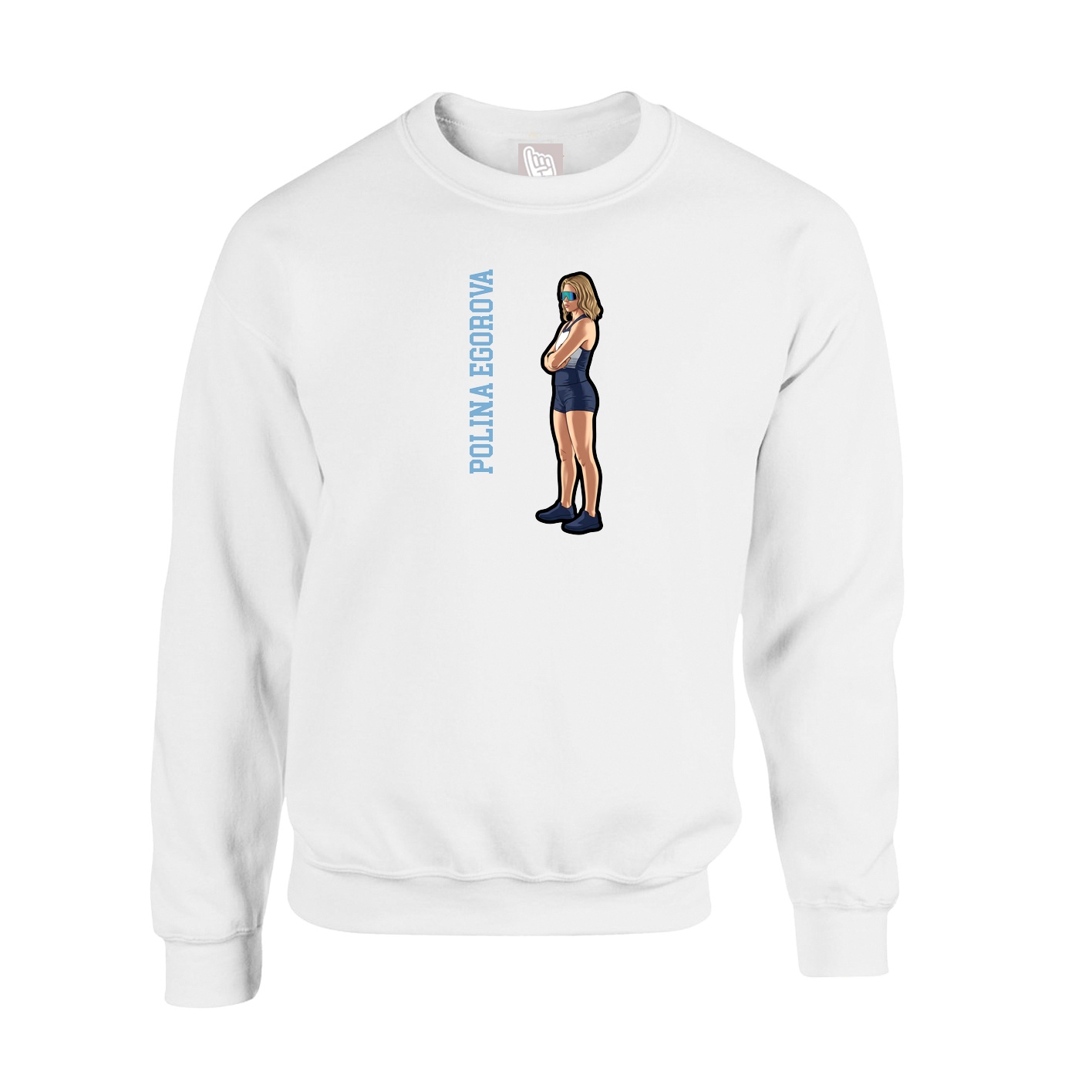 Fleece Crew — Name Vertical in White