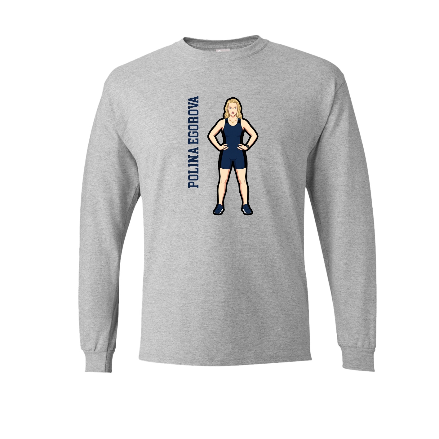 Long Sleeve Tee — Name Vertical in Grey