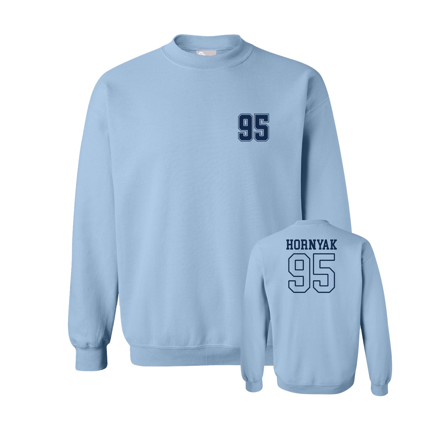 Fleece Crew — Chest Back in Light Blue
