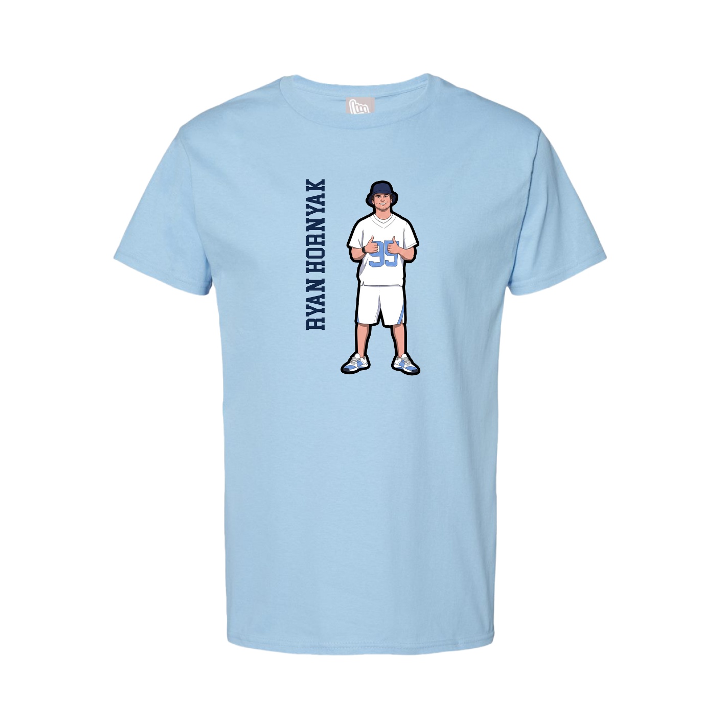 Youth Tee — Name Vertical in Light Blue