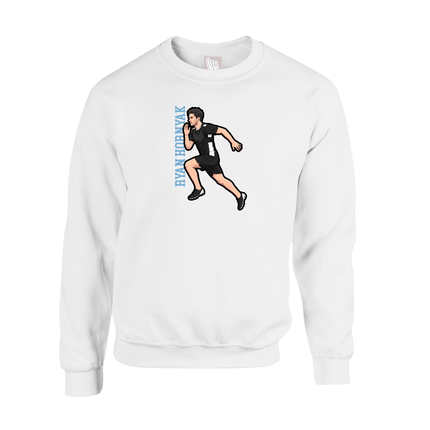 Fleece Crew — Name Vertical in White