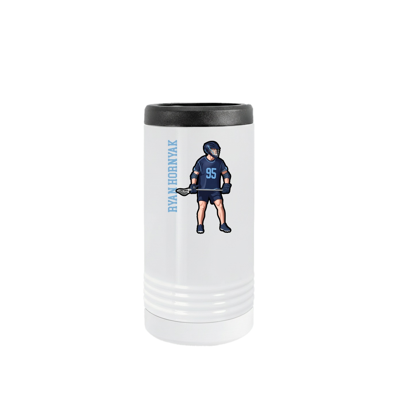 Slim Beverage Holder — Name Vertical in White