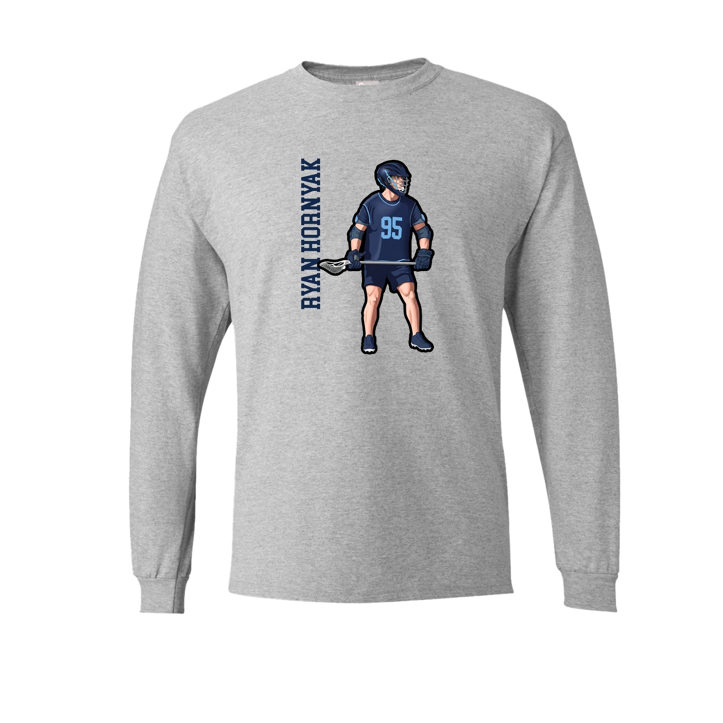 Long Sleeve Tee — Name Vertical in Grey