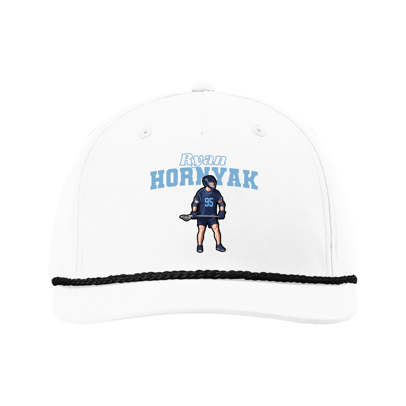 Five-Panel Classic Rope Cap — Name Arch in White