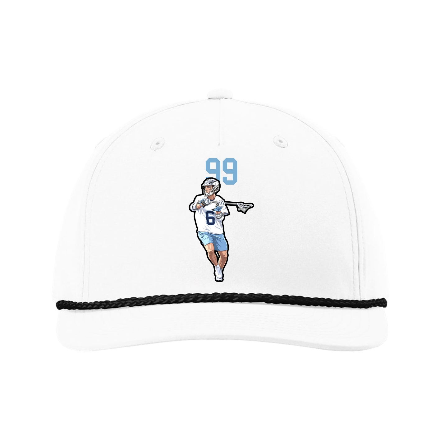 Five-Panel Classic Rope Cap — Number Top in White