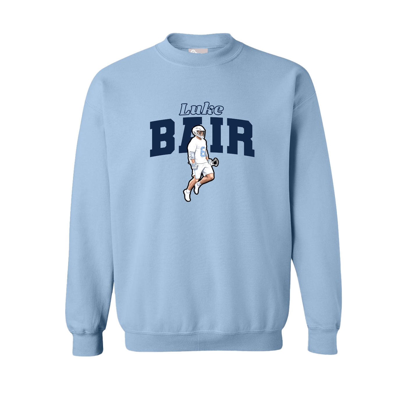 Fleece Crew — Name Arch in Light Blue