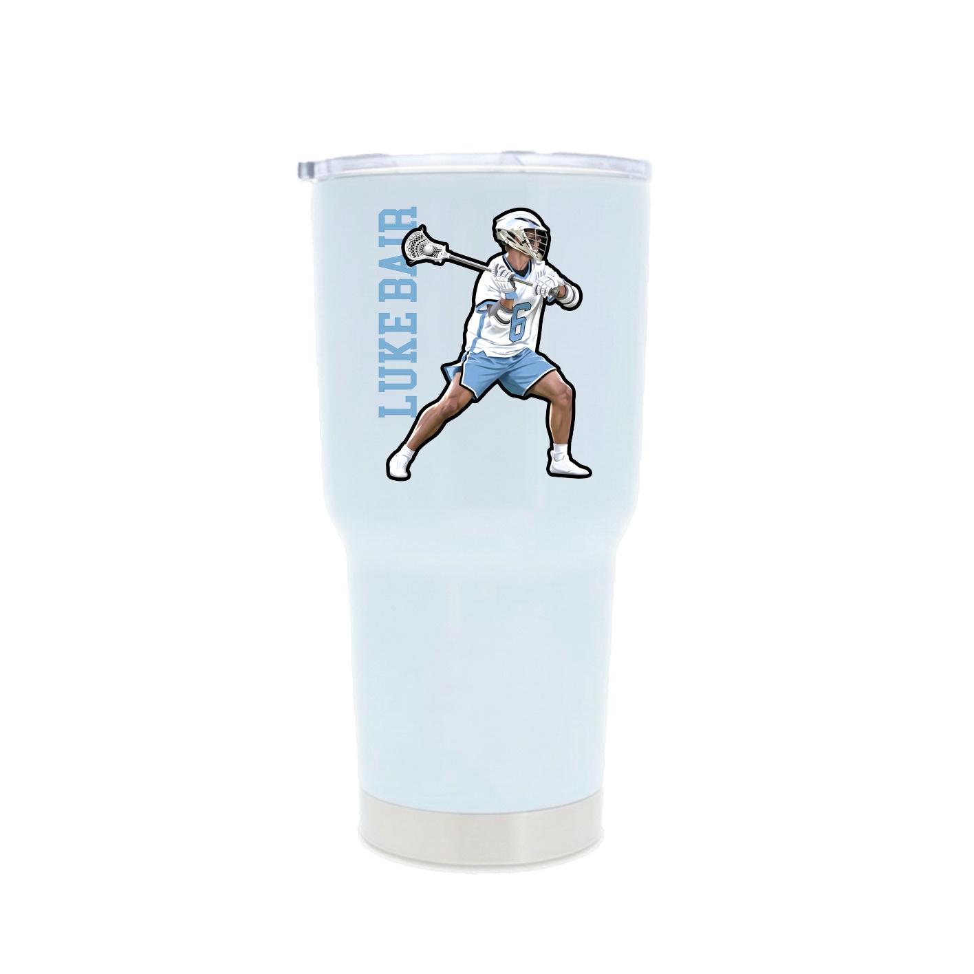 30oz Stainless Steel Tumbler — Name Vertical in White
