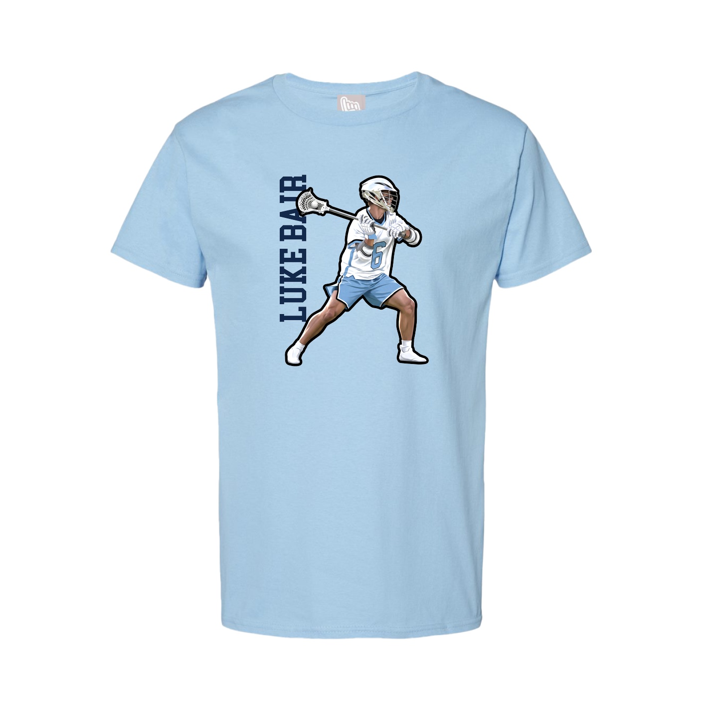 Tee — Name Vertical in Light Blue