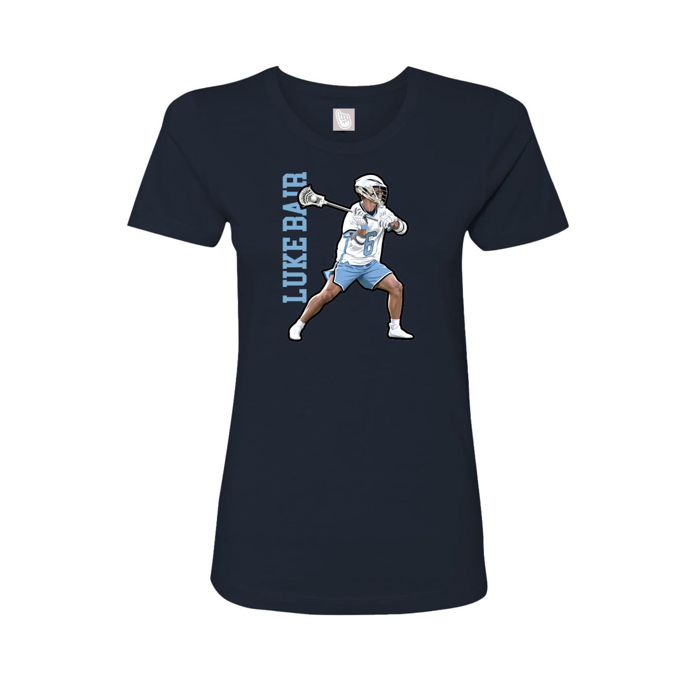 Fitted Women's Tee — Name Vertical in Navy
