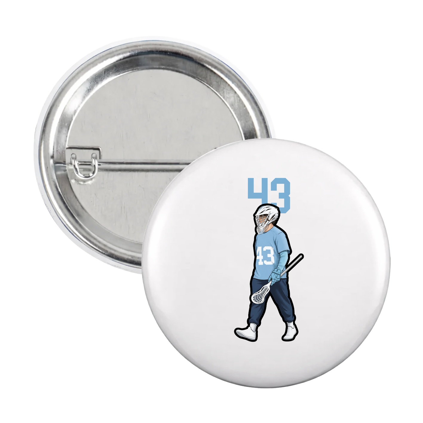 Game Day Button — Number Top in White