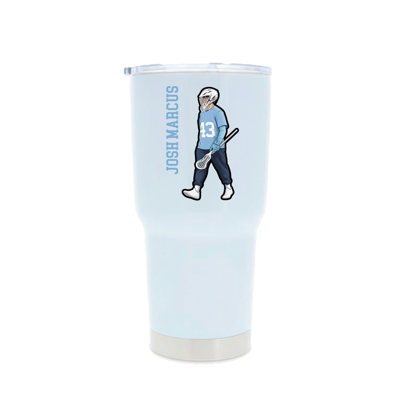 30oz Stainless Steel Tumbler — Name Vertical in White