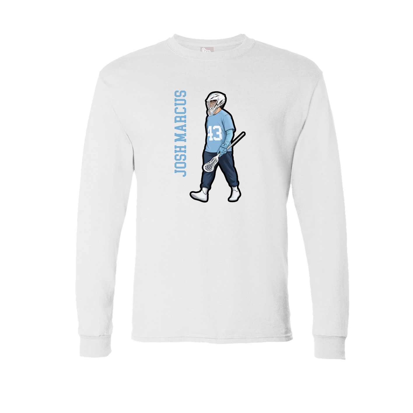 Long Sleeve Tee — Name Vertical in White