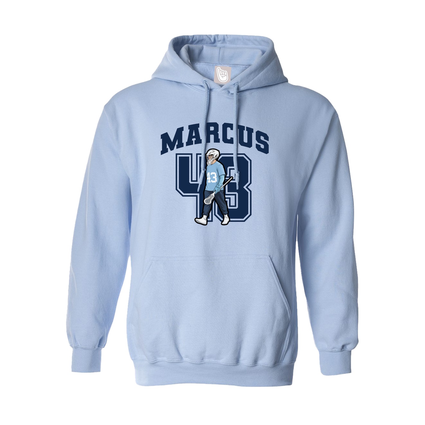 Hoodie — Number in Light Blue