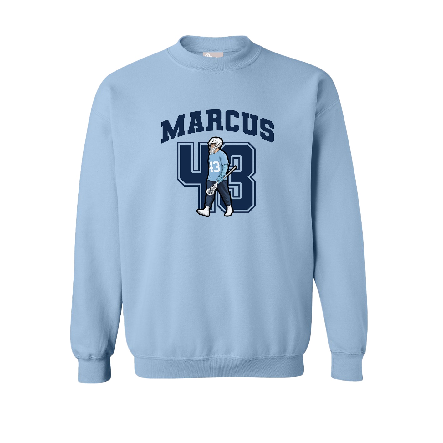 Fleece Crew — Number in Light Blue