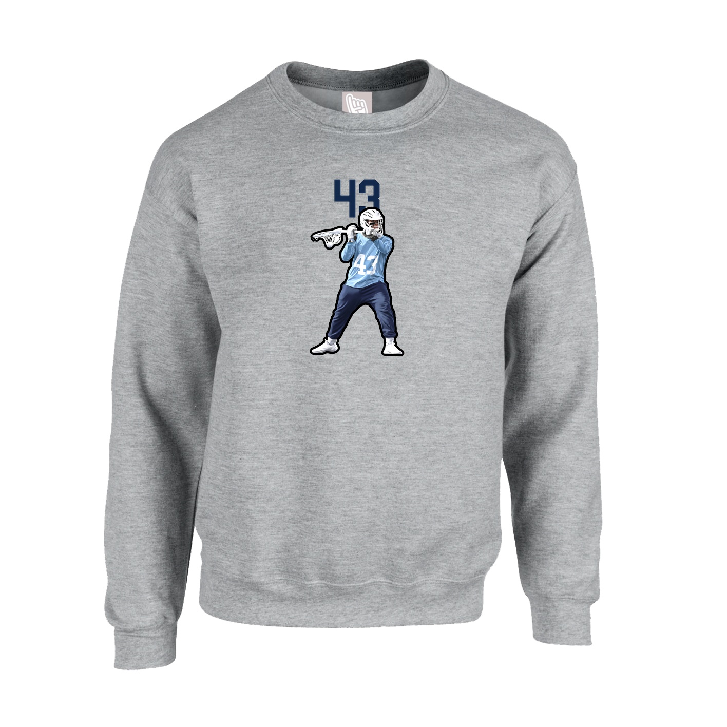 Fleece Crew — Number Top in Grey