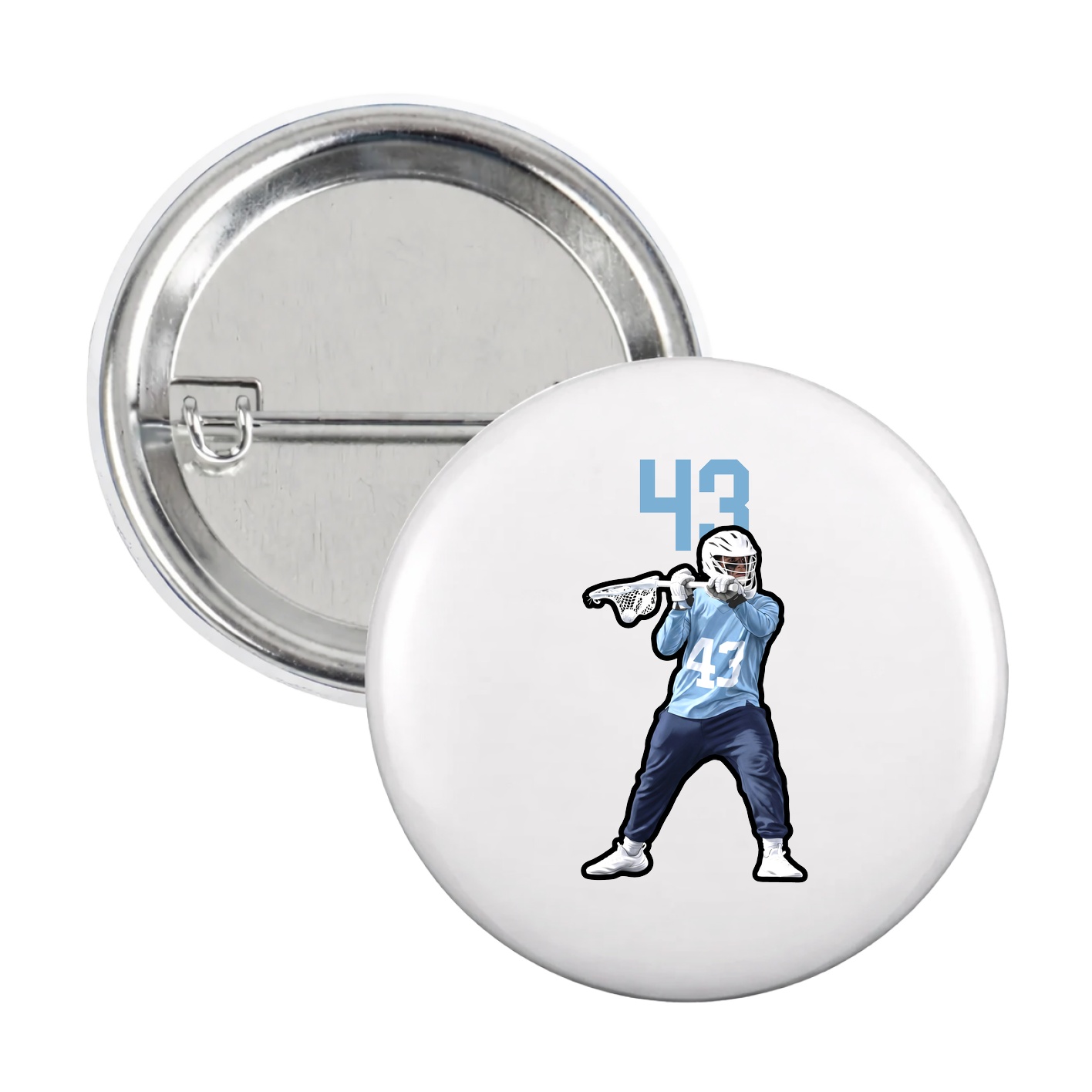 Game Day Button — Number Top in White