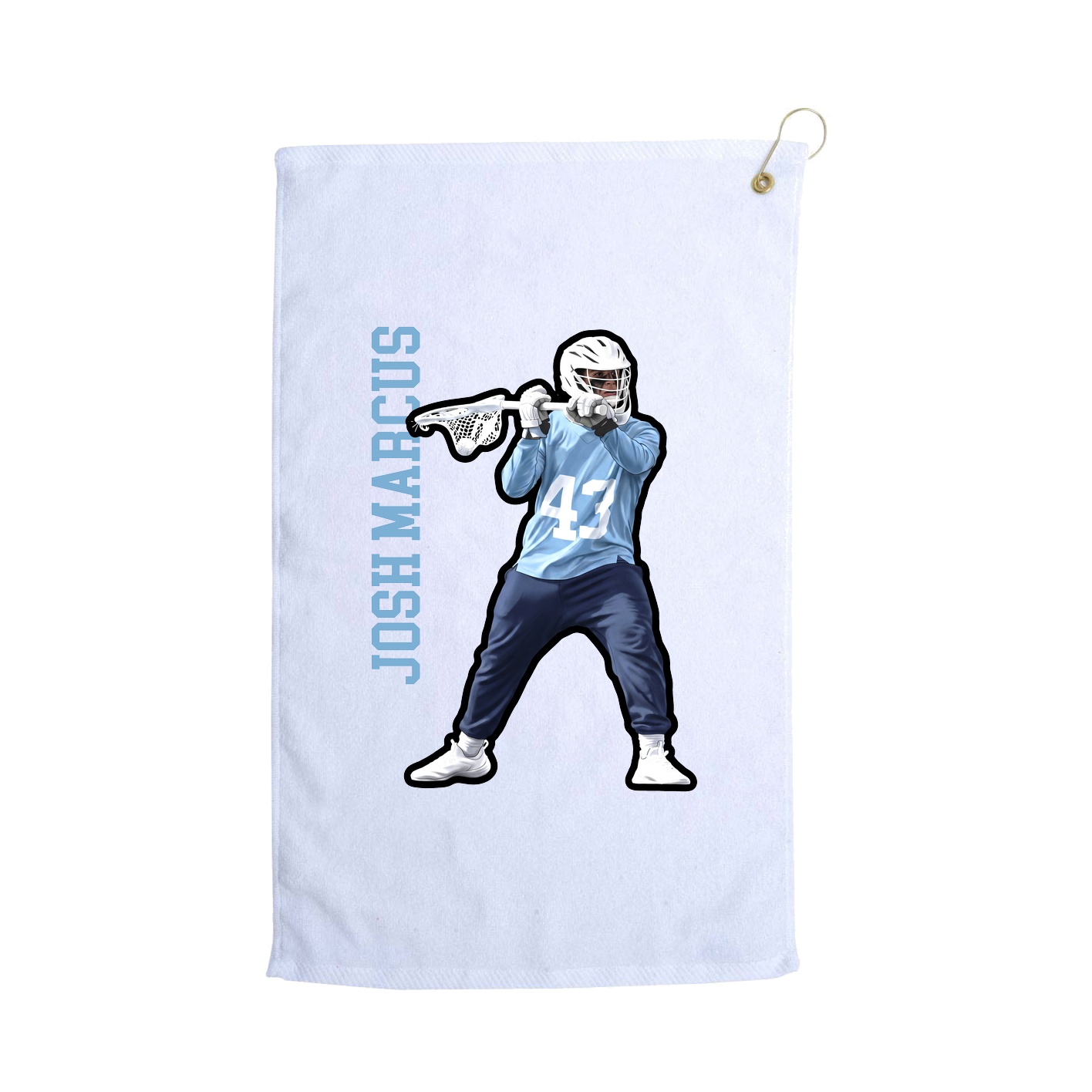 Golf Towel — Name Vertical in White