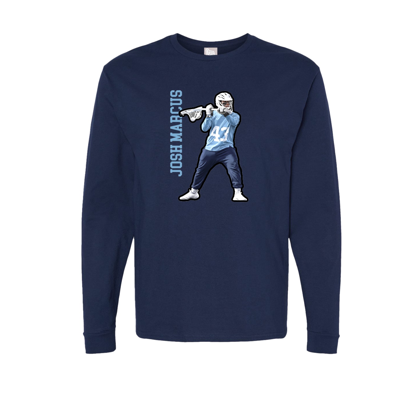 Long Sleeve Tee — Name Vertical in Navy