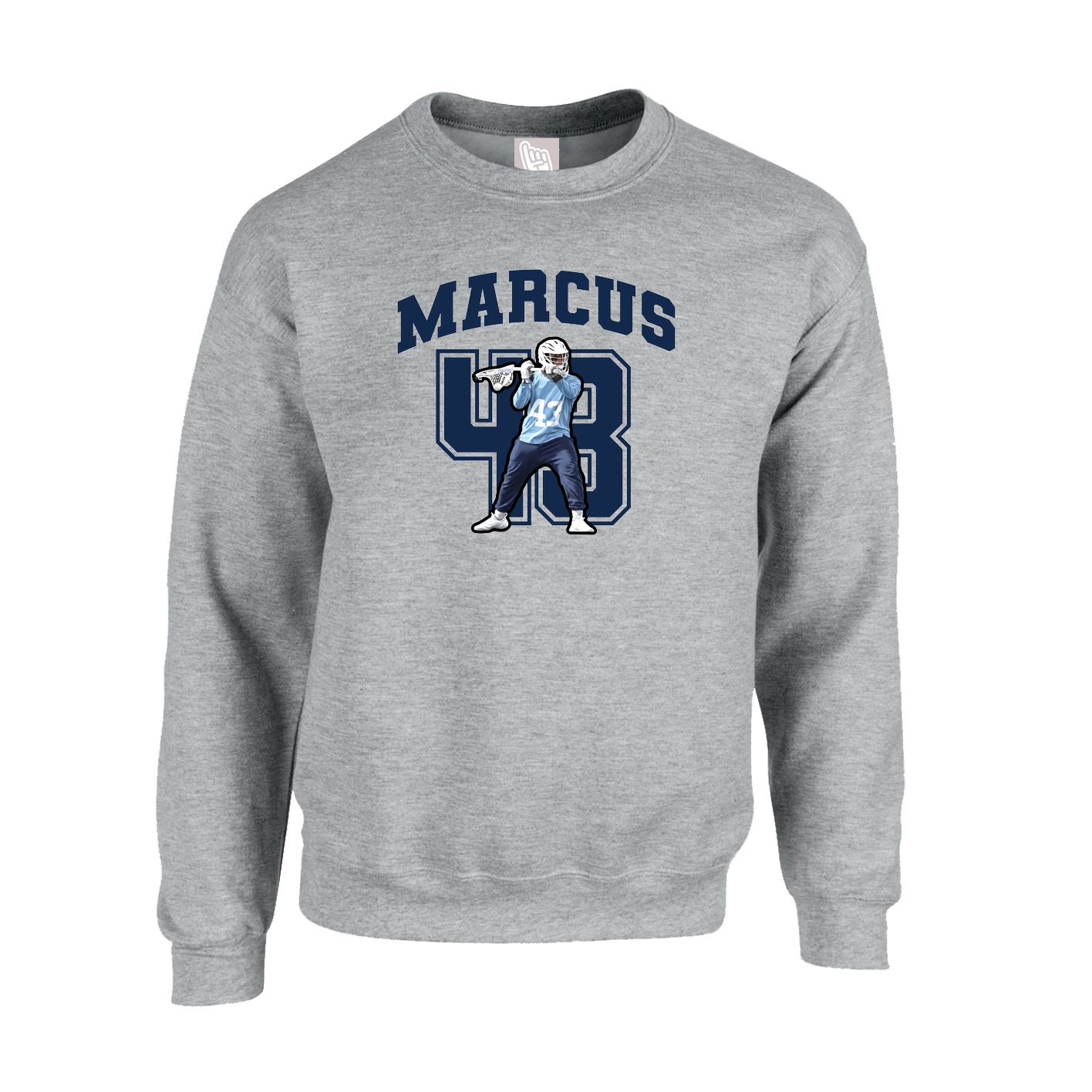 Fleece Crew — Number in Grey