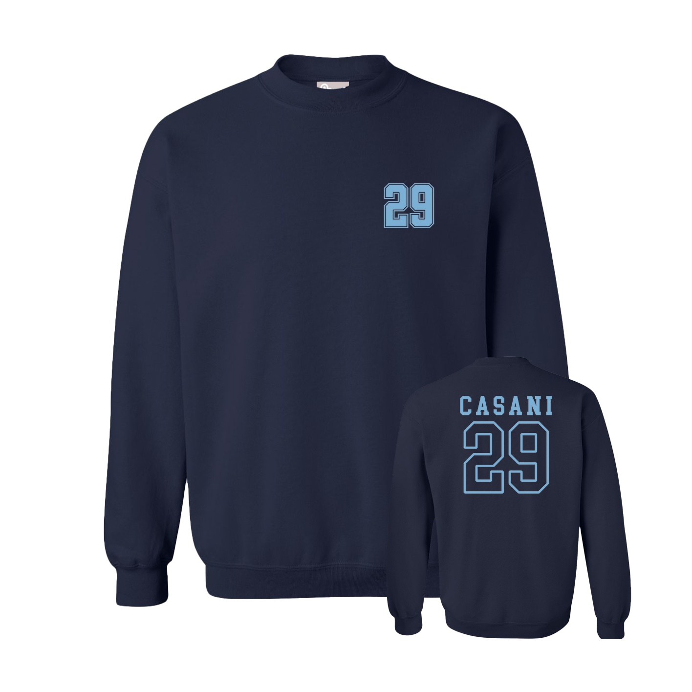 Fleece Crew — Chest Back in Navy