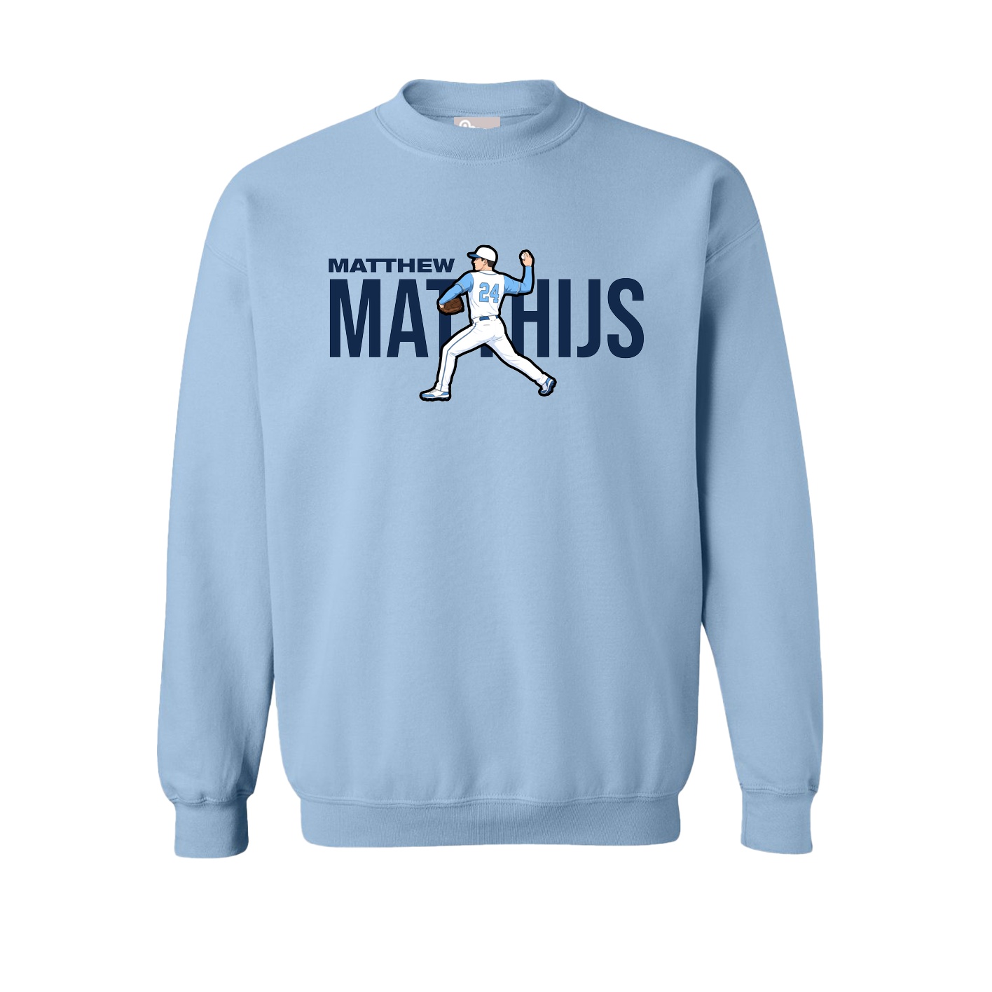 Fleece Crew — Player Name in Light Blue