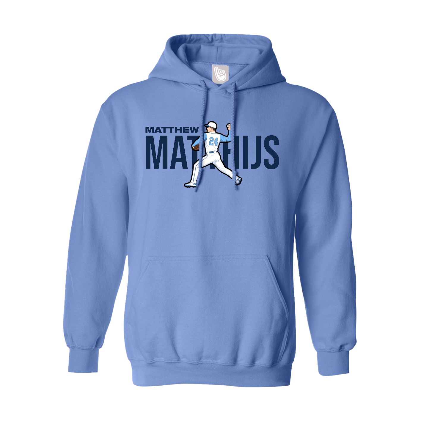 Youth Hoodie — Player Name in Powder Blue
