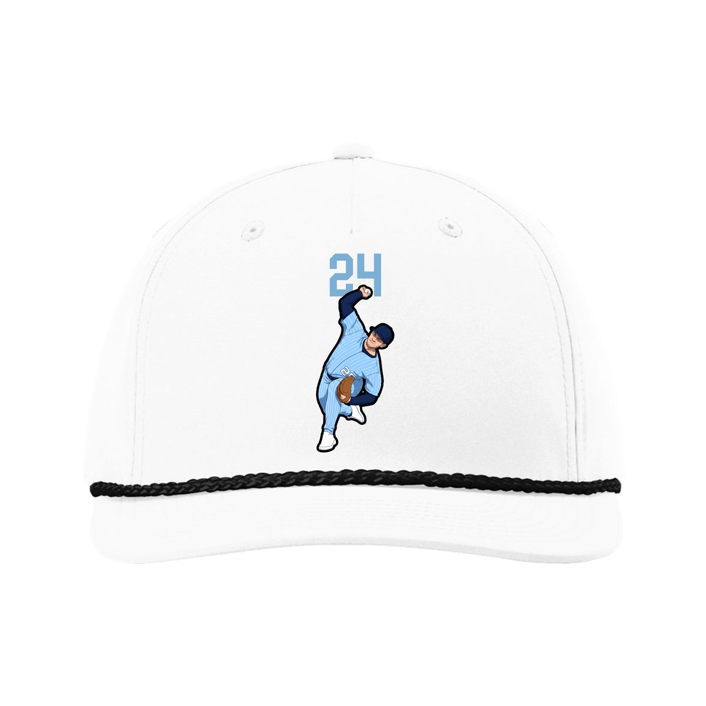 Five-Panel Classic Rope Cap — Number Top in White