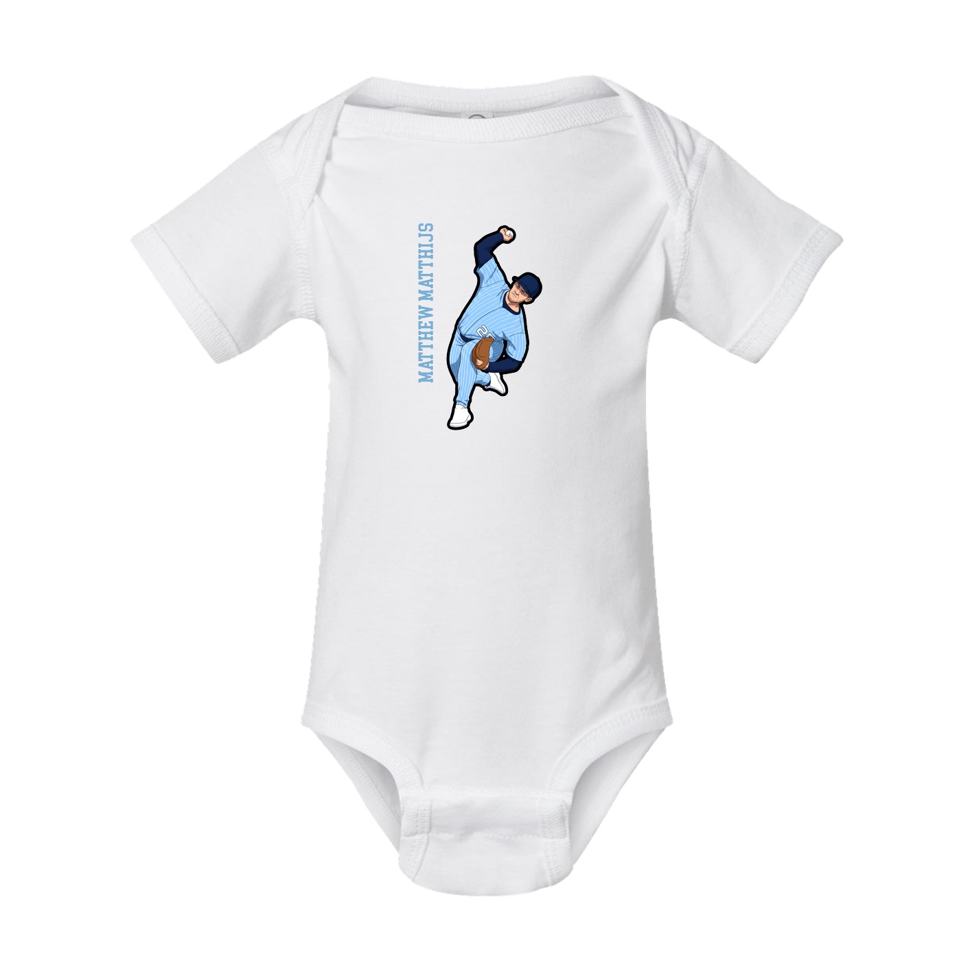 Baby Onesie — Name Vertical in White