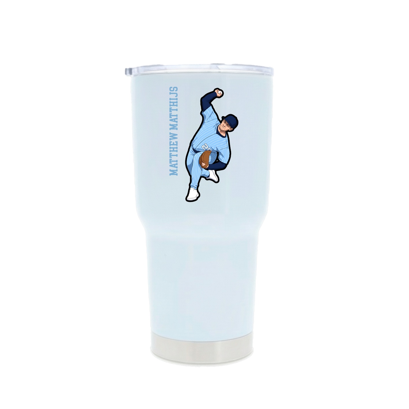 30oz Stainless Steel Tumbler — Name Vertical in White