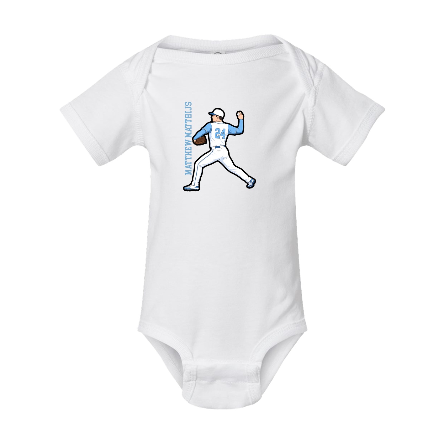 Baby Onesie — Name Vertical in White