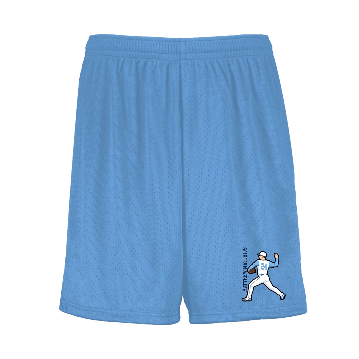 Shorts — Name Vertical in Light Blue