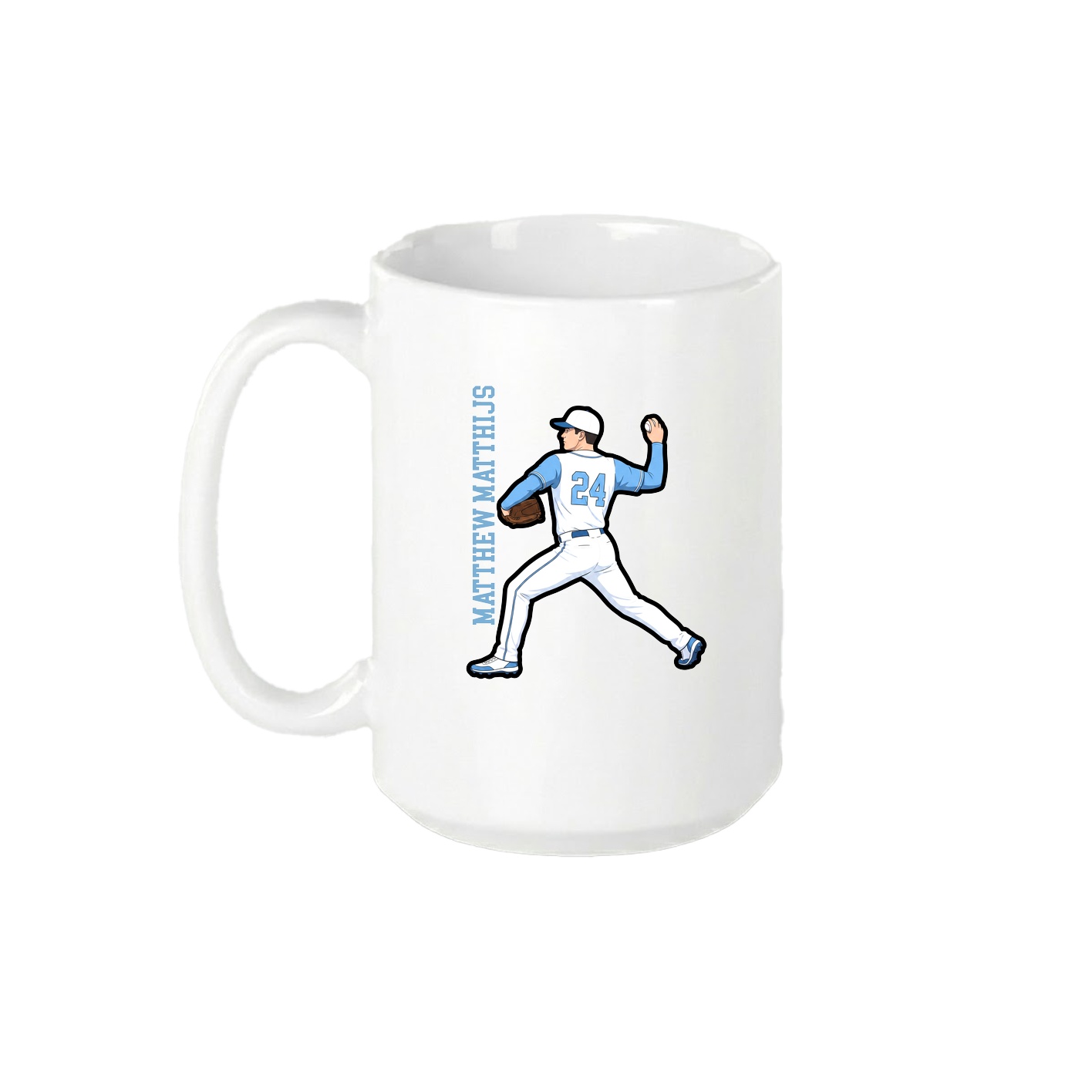 15oz Coffee Mug — Name Vertical in White
