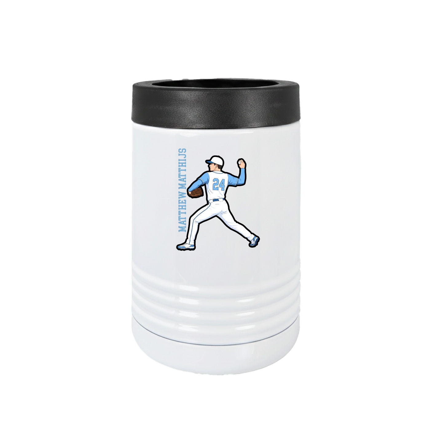 Beverage Holder — Name Vertical in White