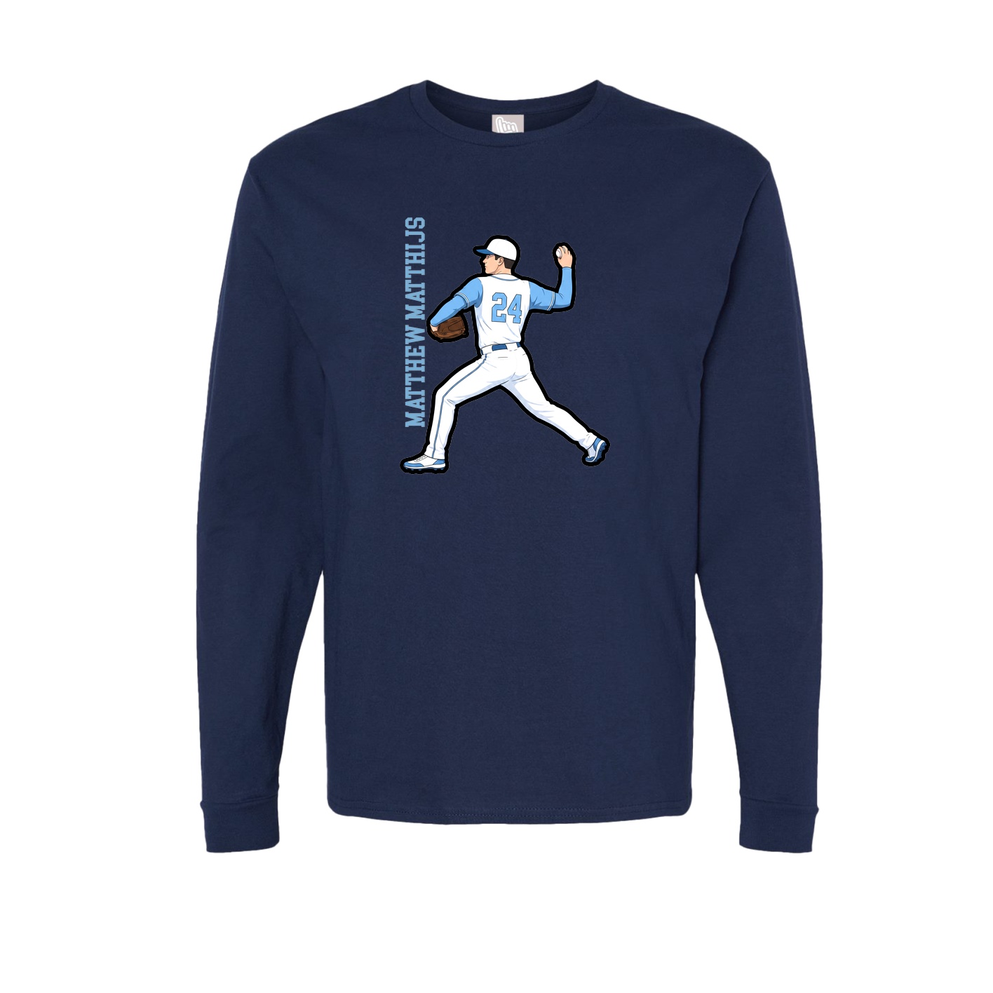 Long Sleeve Tee — Name Vertical in Navy