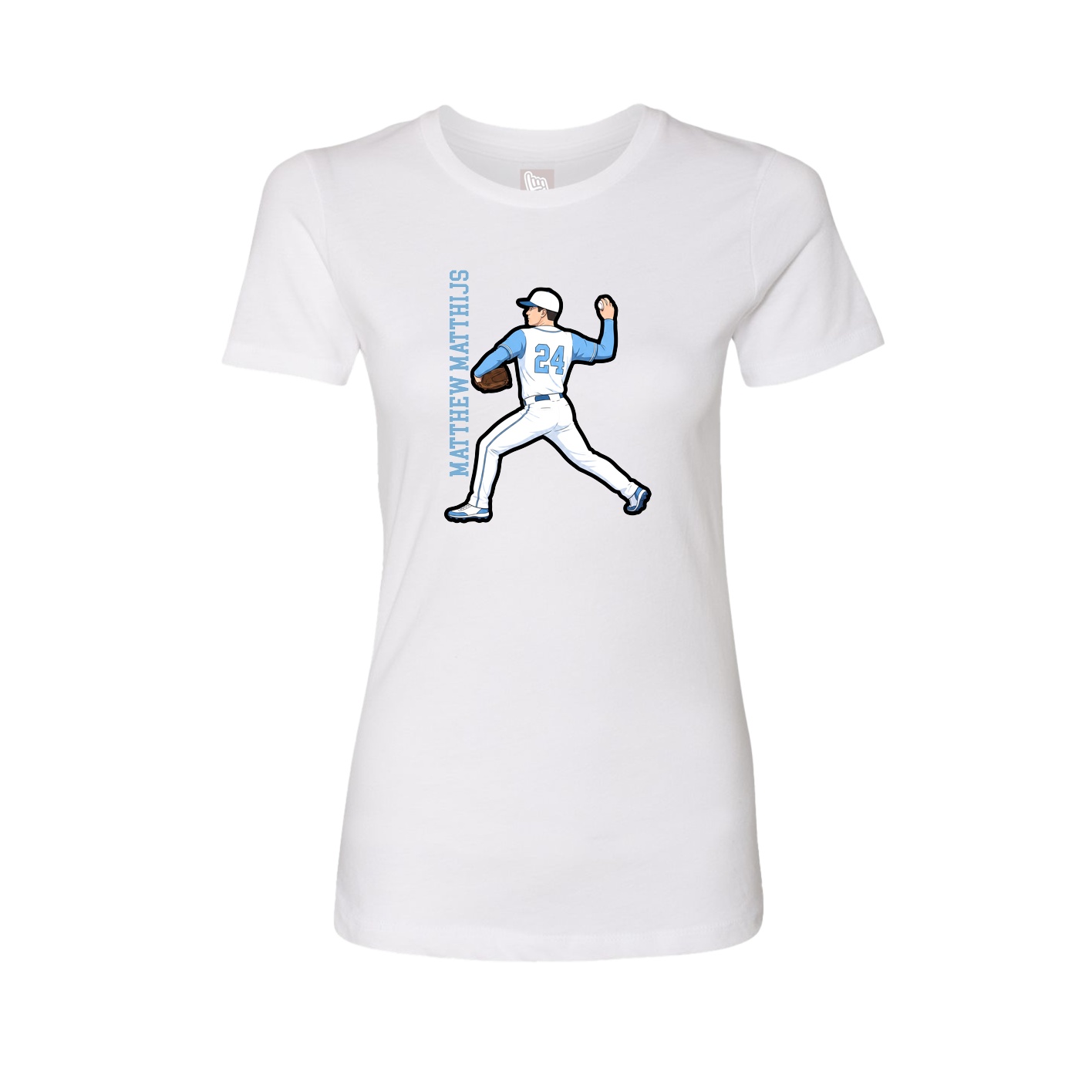 Fitted Women's Tee — Name Vertical in White