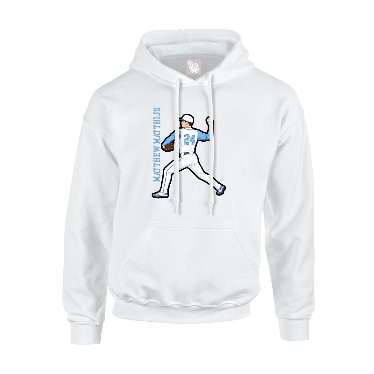 Youth Hoodie — Name Vertical in White