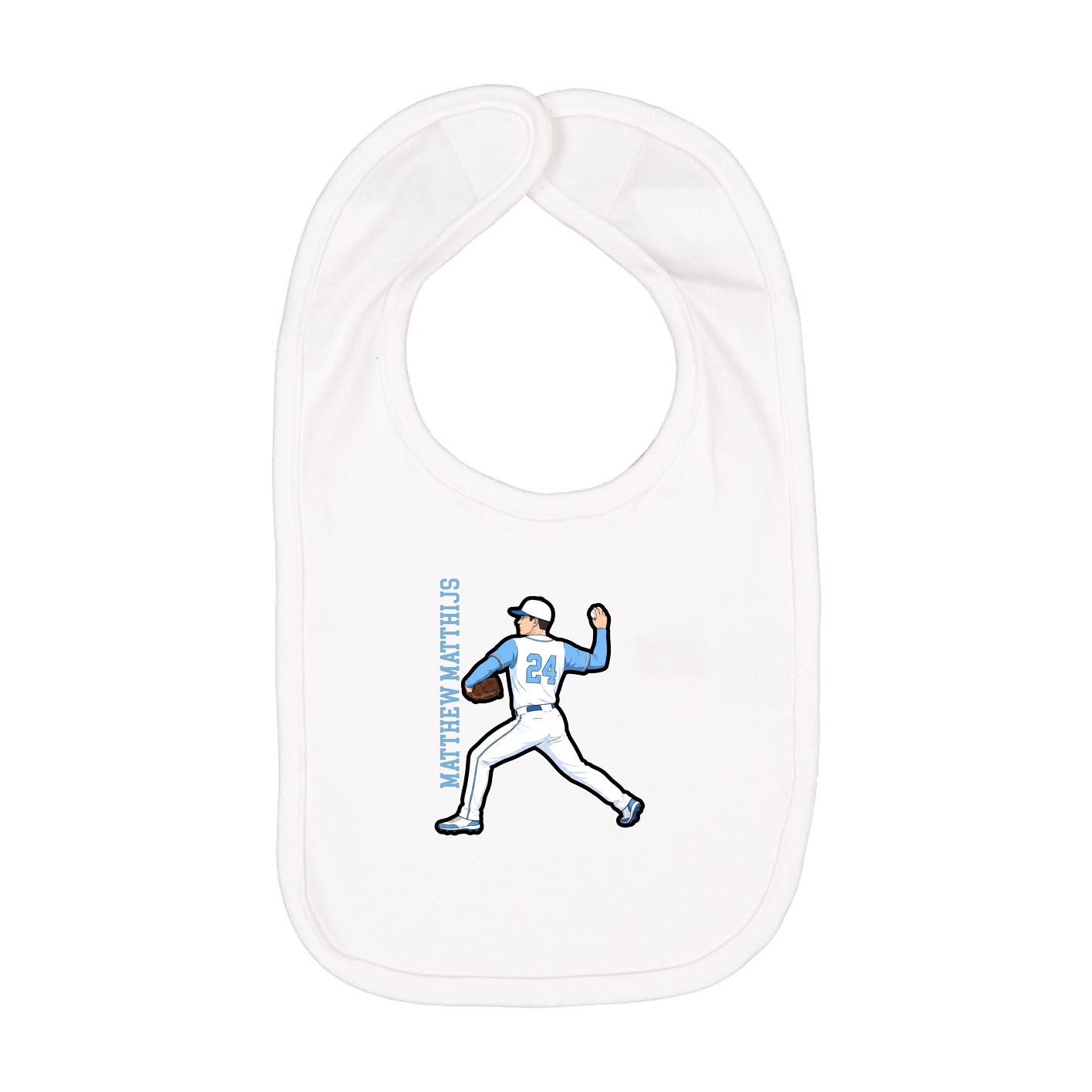 Infant Bib — Name Vertical in White