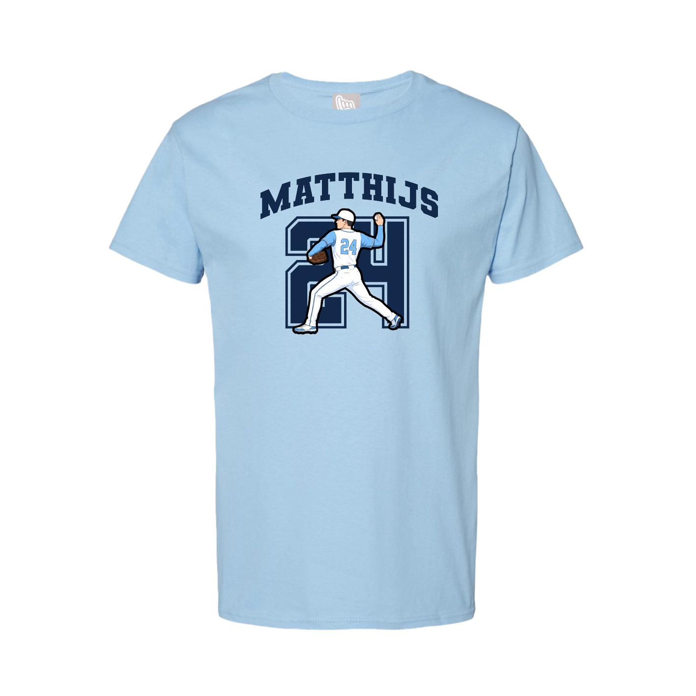Youth Tee — Number in Light Blue