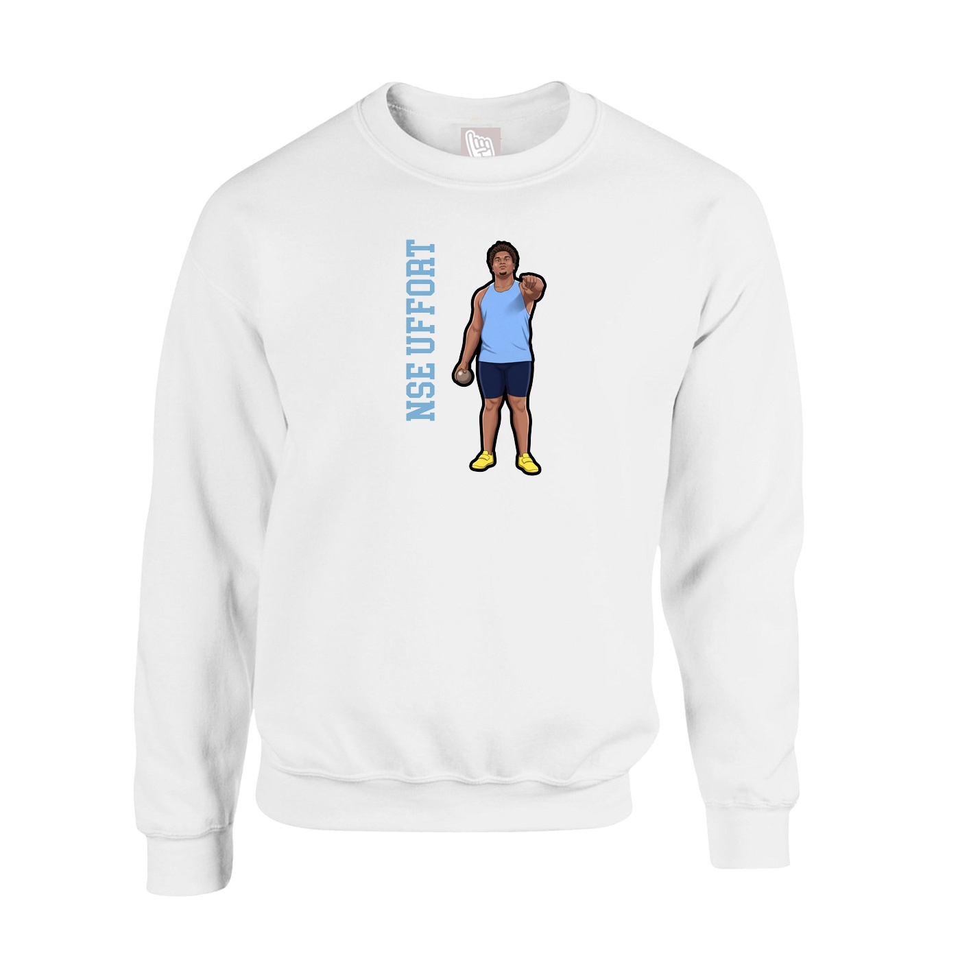 Fleece Crew — Name Vertical in White