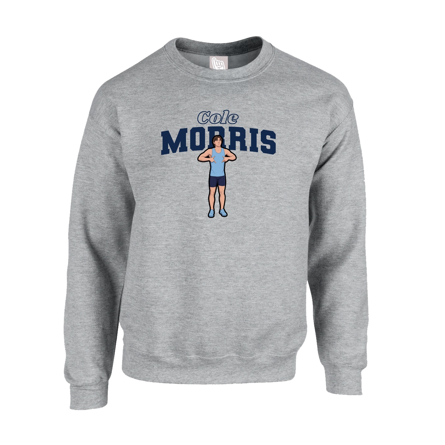 Fleece Crew — Name Arch in Grey