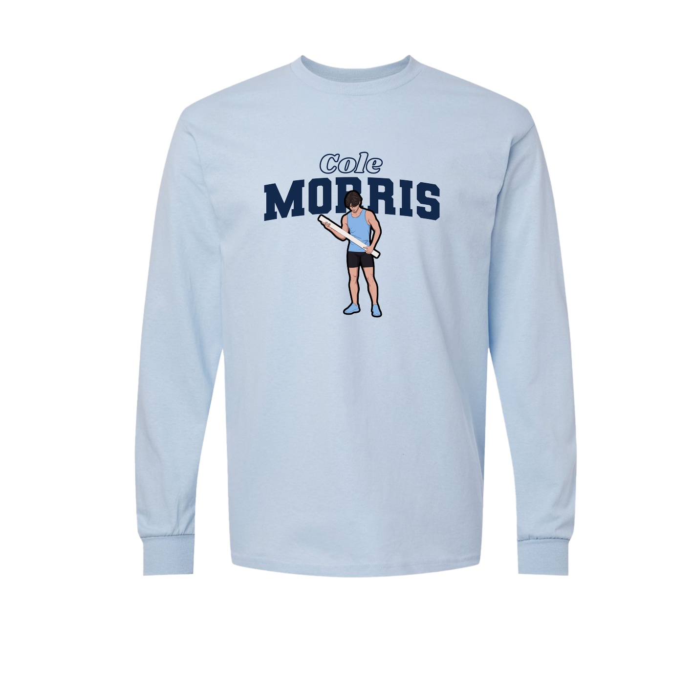 Long Sleeve Tee — Name Arch in Light Blue