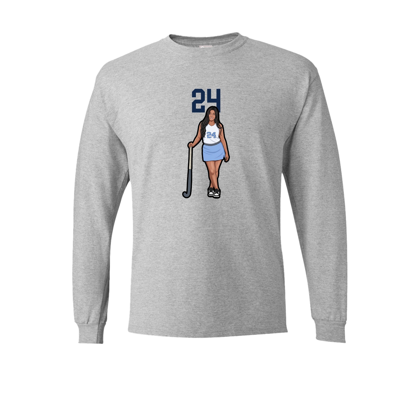 Long Sleeve Tee — Number Top in Grey