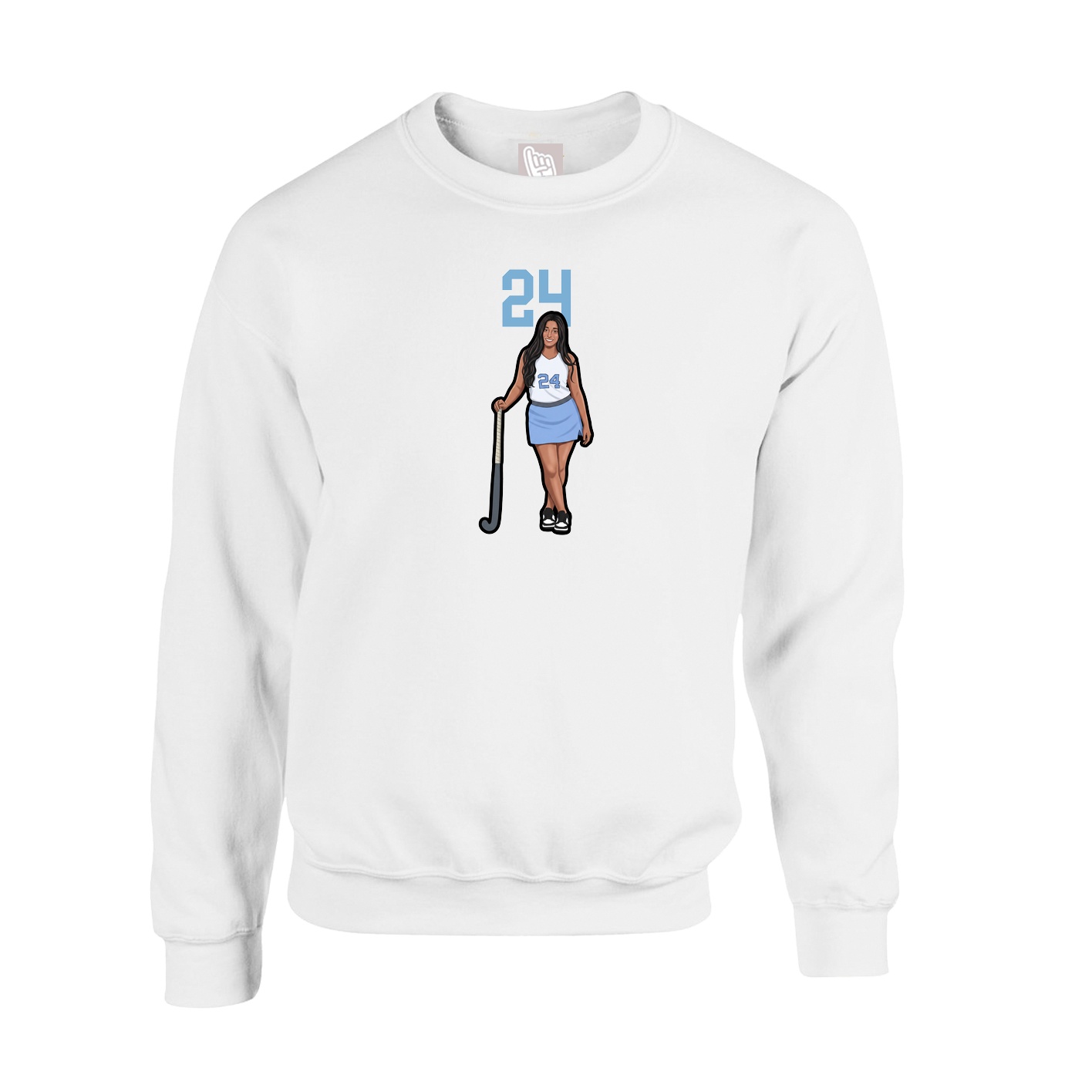 Fleece Crew — Number Top in White