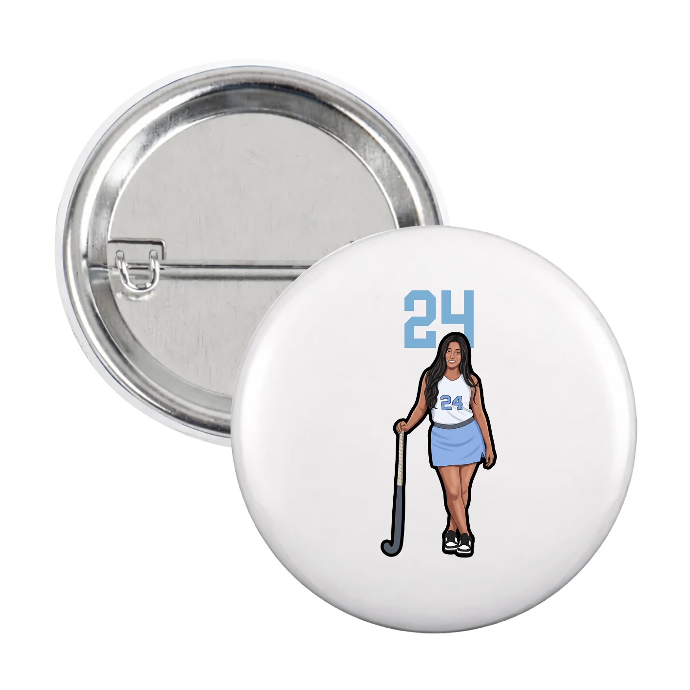 Game Day Button — Number Top in White